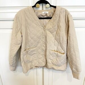 Mod Ref Women’s Beige Quilted Shacket Coat Jacket Minimalist Capsule